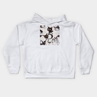 Black and White Cats with Yellow and Green Eyes Kids Hoodie